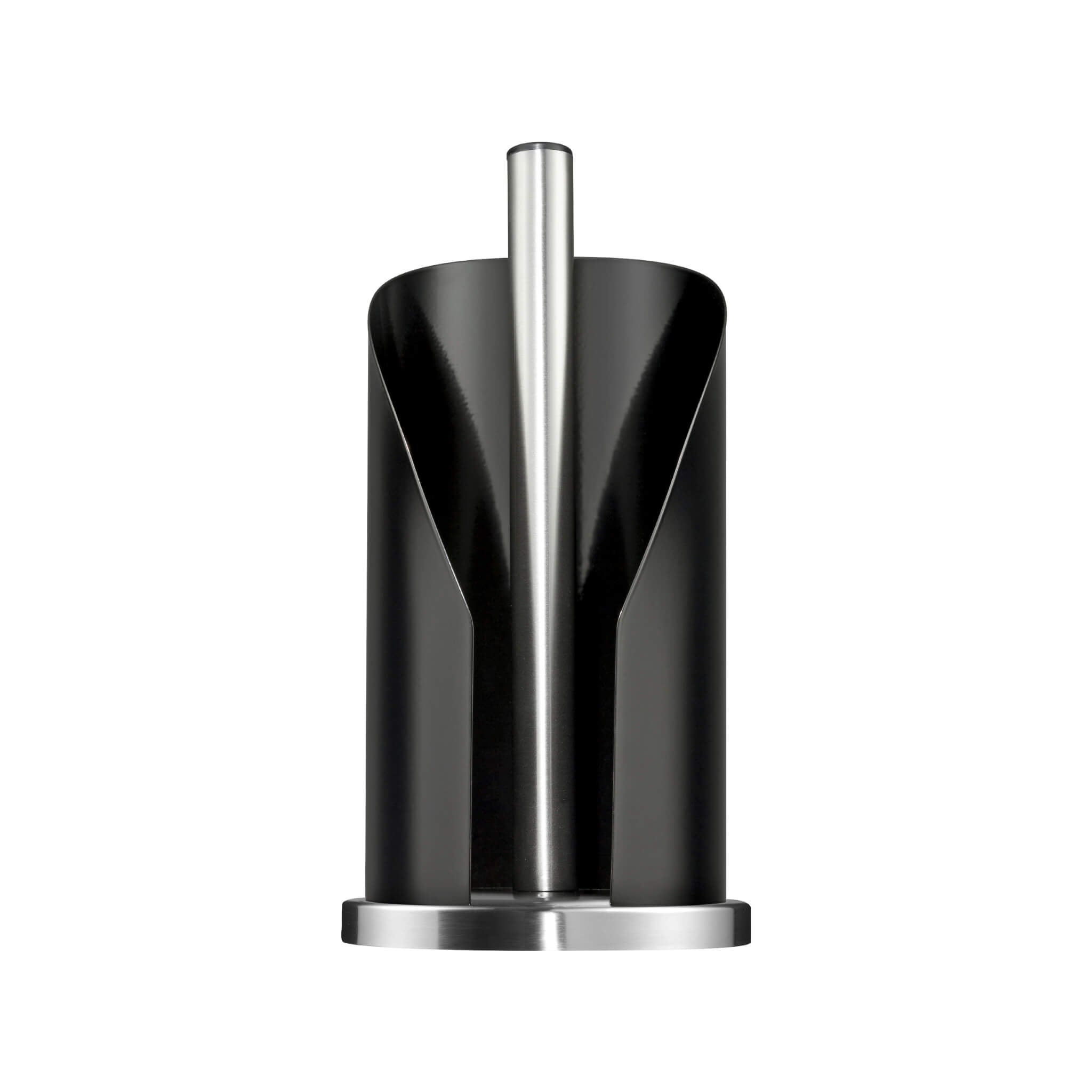 Wesco Paper roll holder in black with stainless steel base.