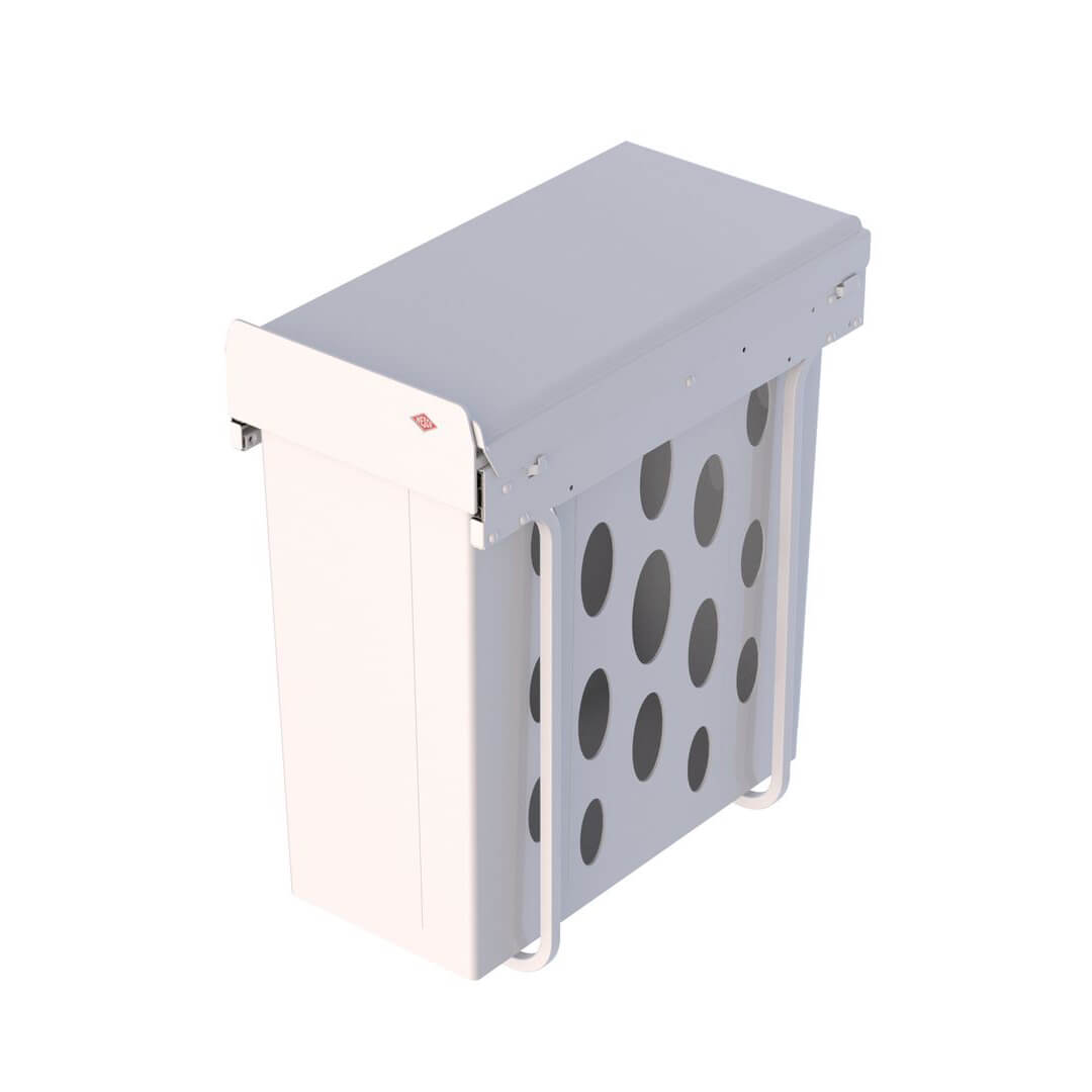 Wesco Landry Boy, pull-out laundry basket in white on a white background
