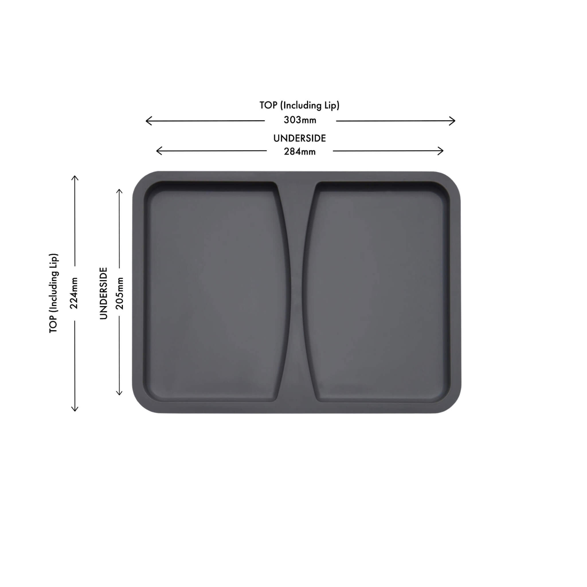 Wesco Orion Grey 26L and 32L bin lid with dimensions.