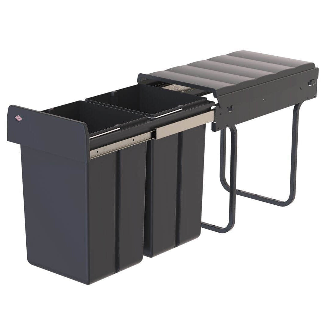 Wesco Orion Grey Traditionline Double Boy Wesco pull-out bin on white background