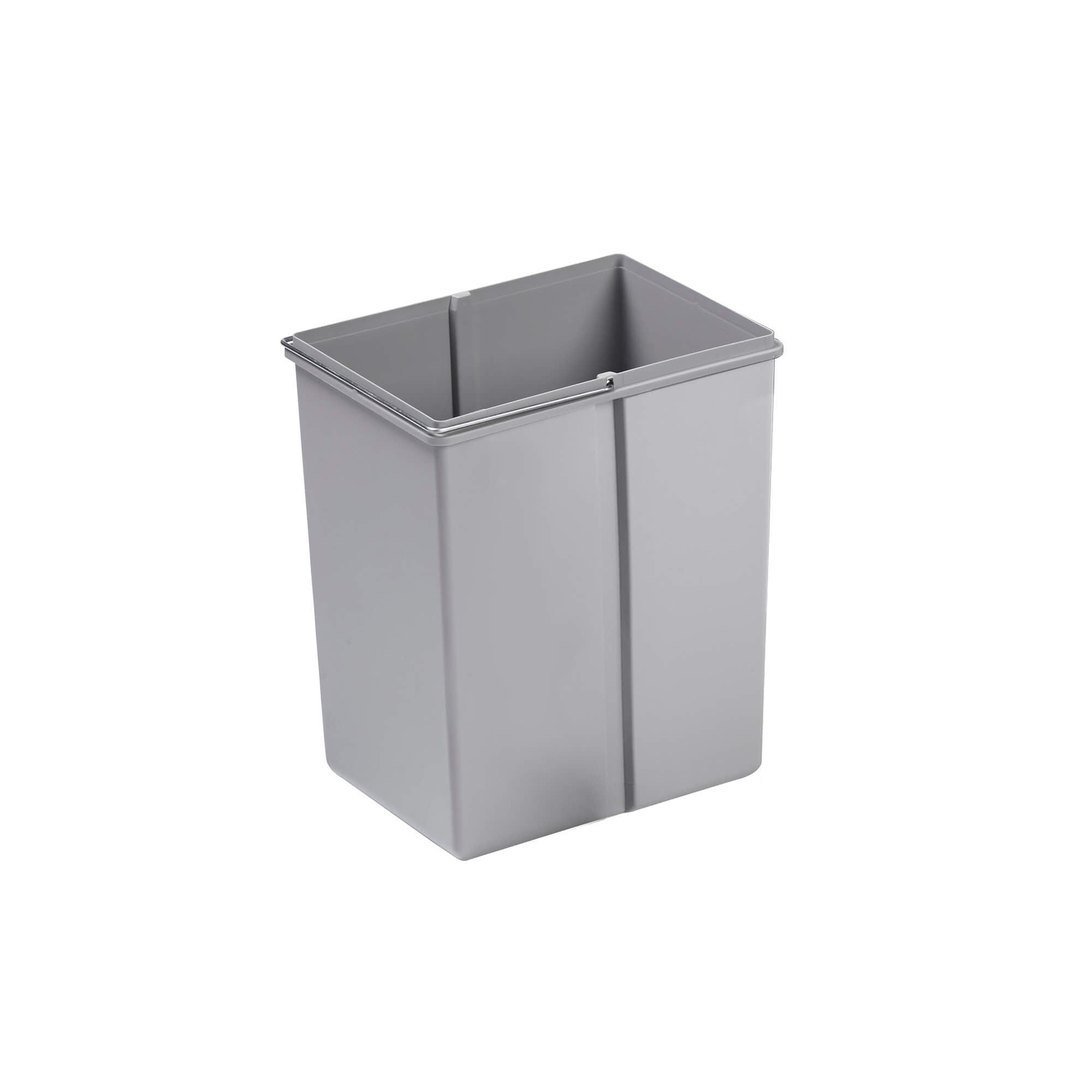 Wesco Alu Grey rectangular replacement inner bin 20L with metal handles on a white background