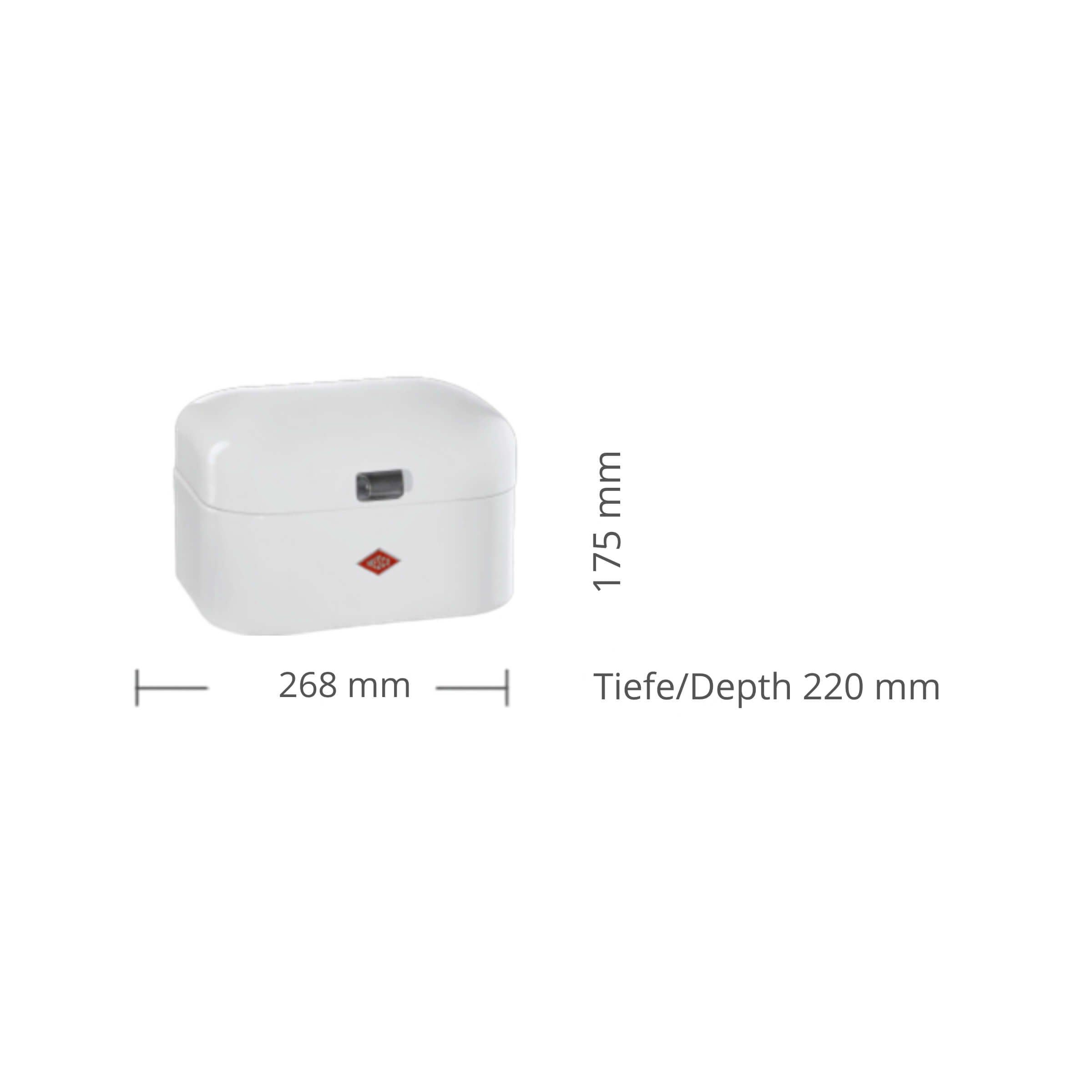 Wesco Single Grandy in white with dimensions showing the width height and depth.