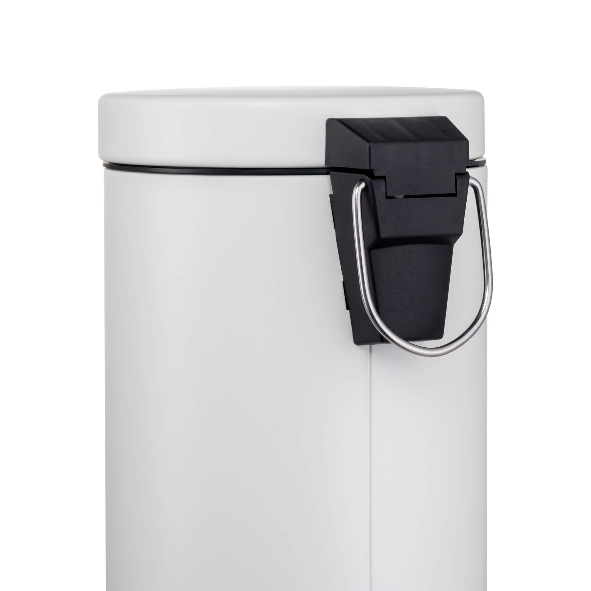 Rear view if the hinge on the Wesco 3L Cosmetic bin