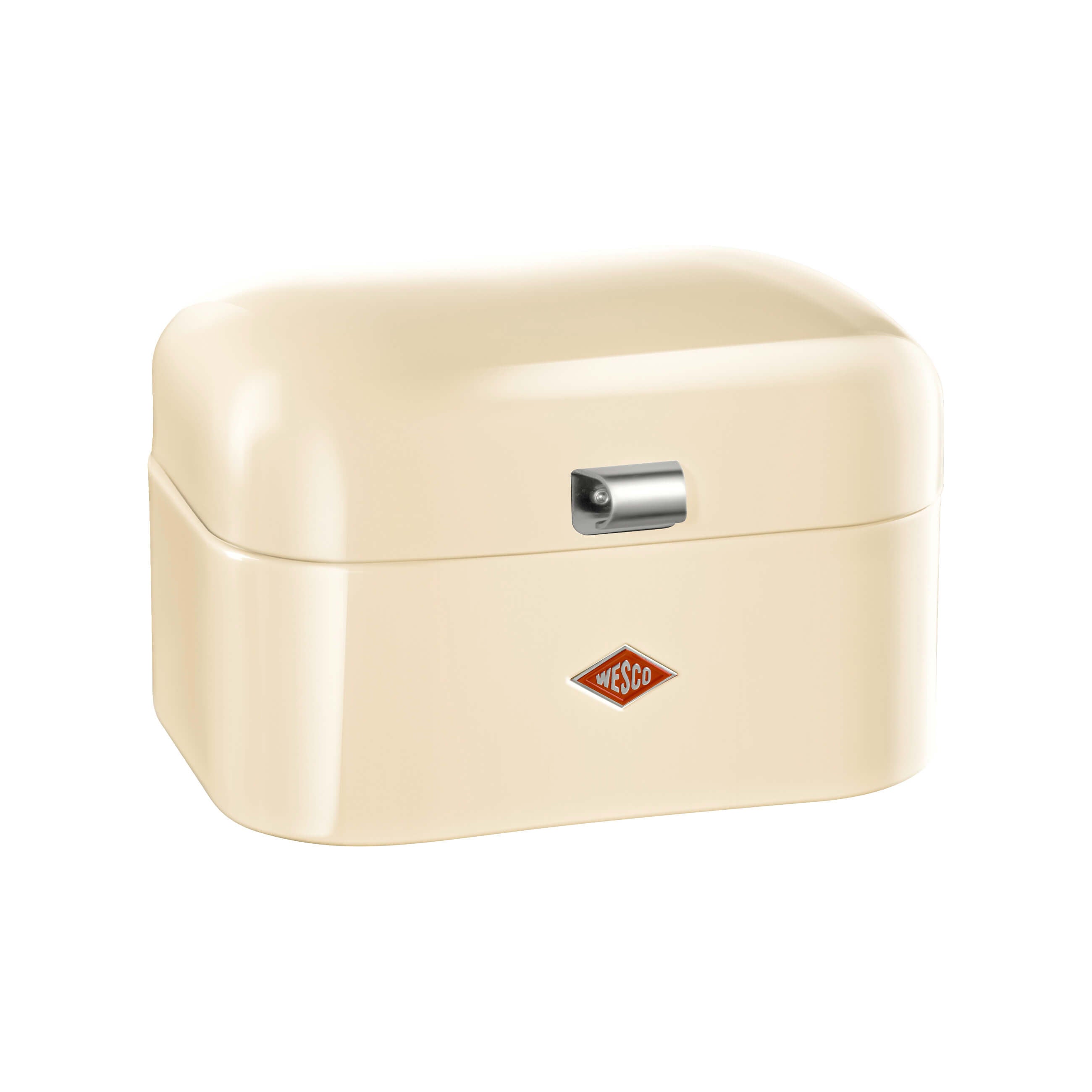 Wesco single grandy bread bin in almond on a white background