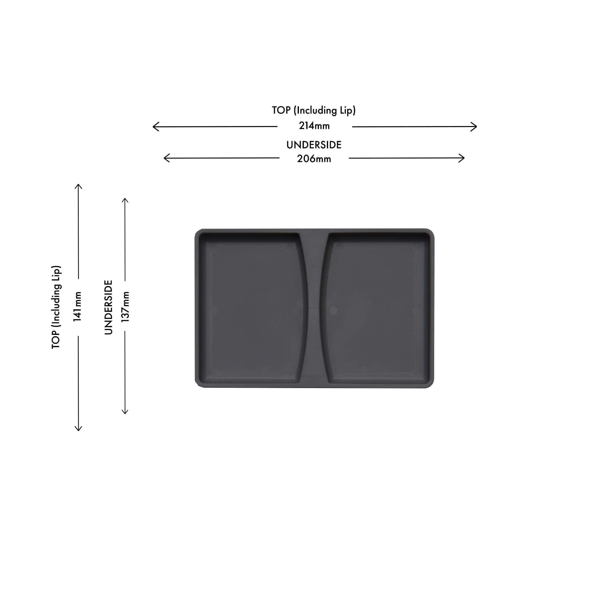 Wesco 7L 8L 10L Orion Grey bin lid with dimensions on white background