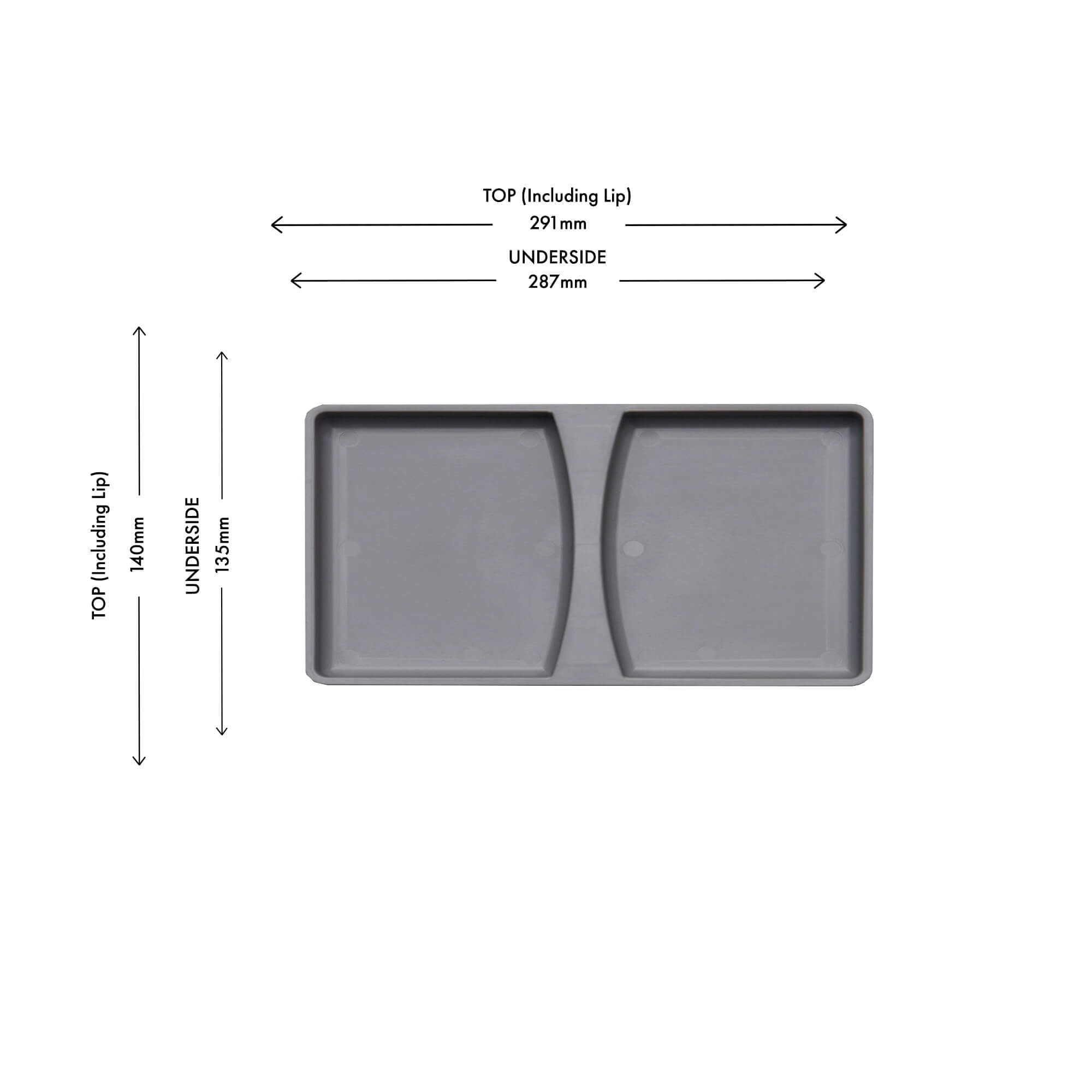 Wesco 11L Bin Lid Alu Grey with dimensions on a white background