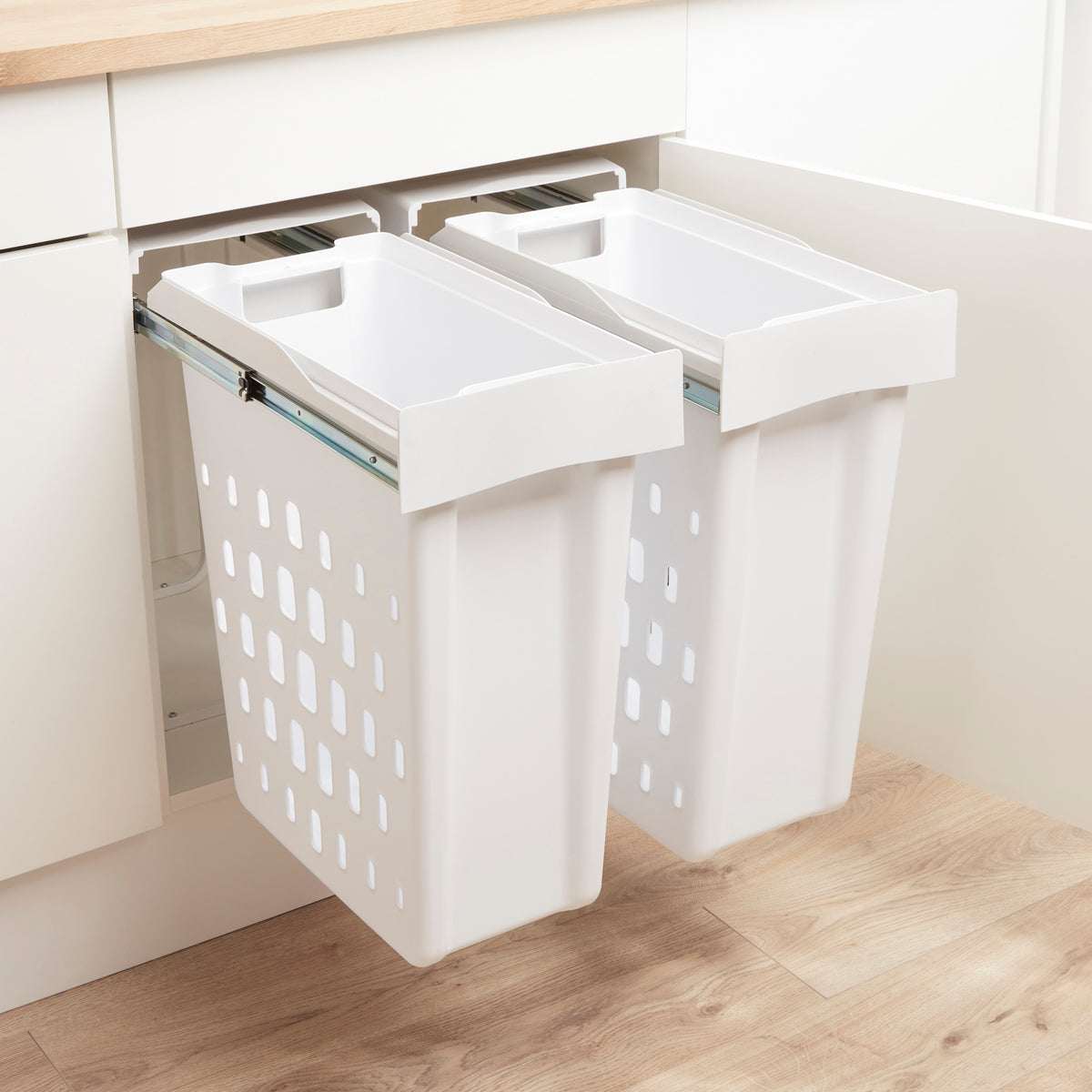 Laundry Boy Basket Twin Set Kit 80L White Wesco Living UK