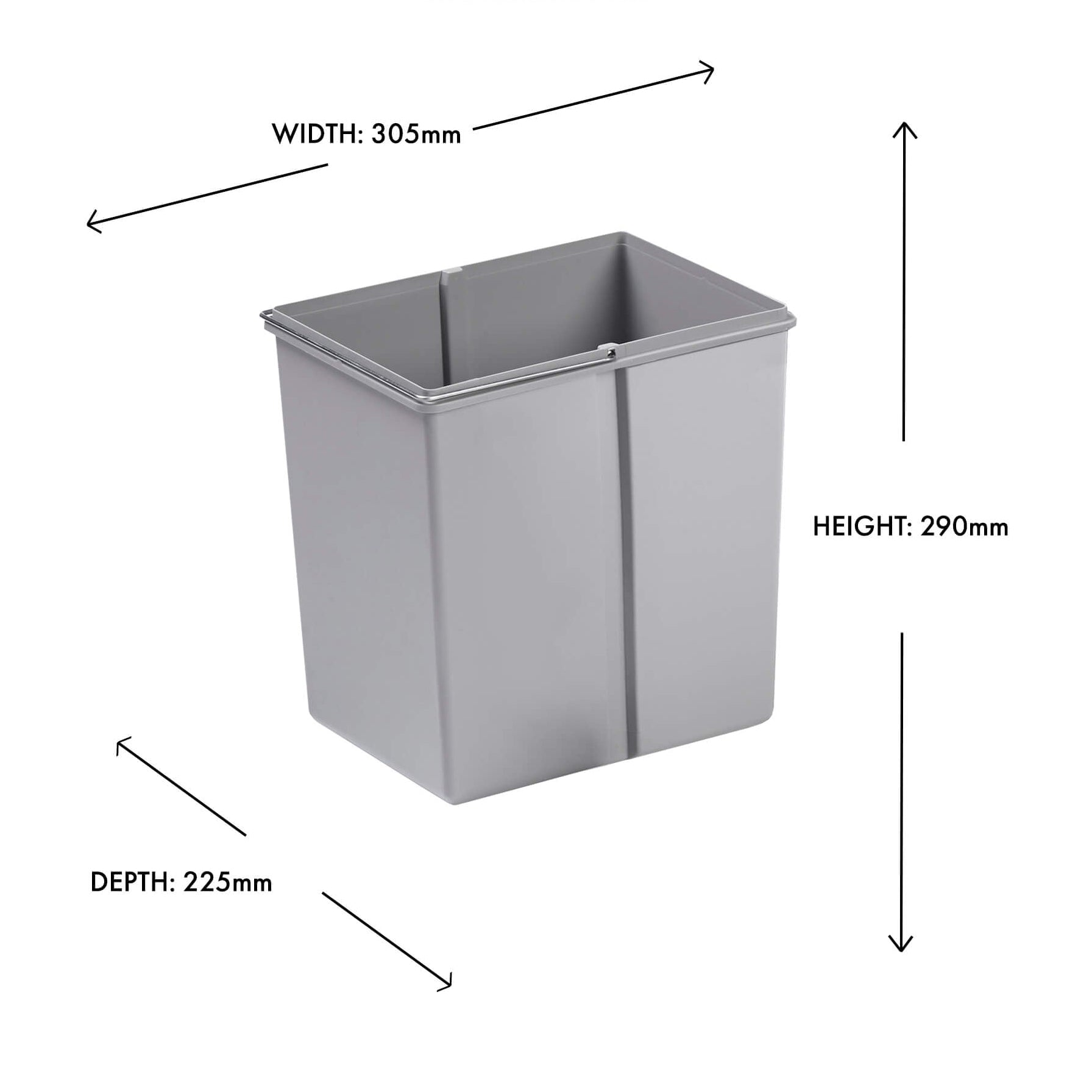 Wesco Alu Grey replacement inner bin with metal handle 16L on white background