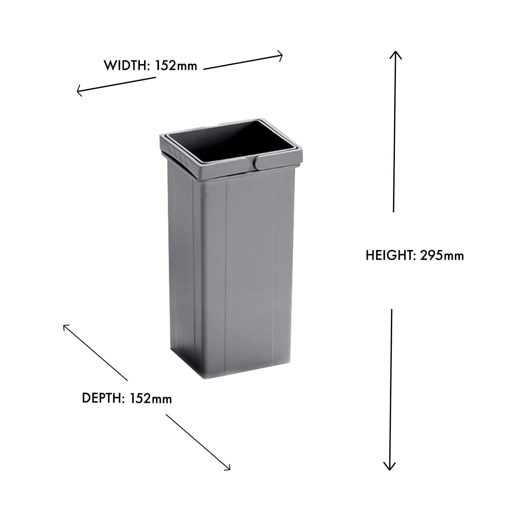 A light grey 5L inner bin with double handles designed for use within Wesco built-in waste bin systems.