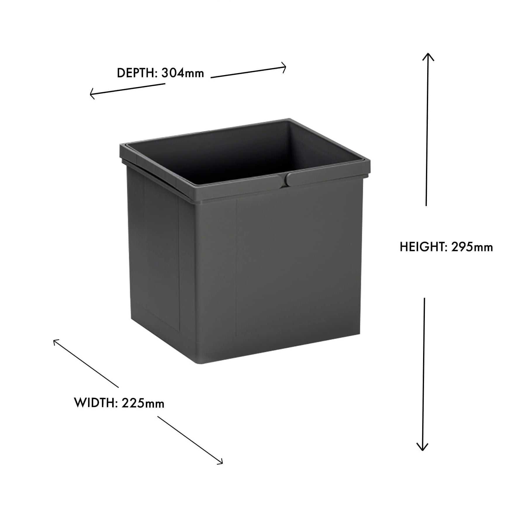Wesco 17L replacement orion grey bin with double plastic handles with dimensions