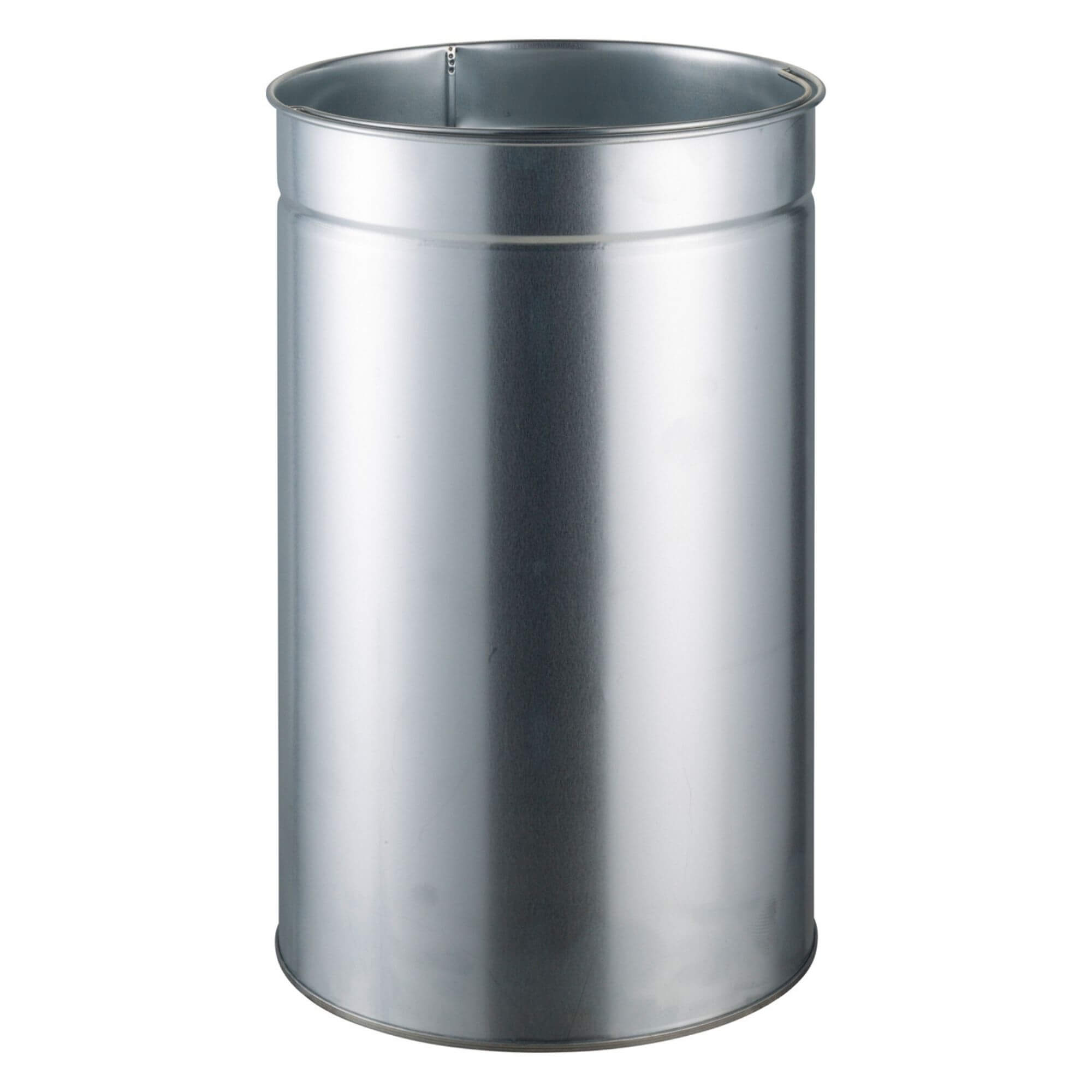 A cylindrical silver inner bin designed for a Pushboy 50L waste container.