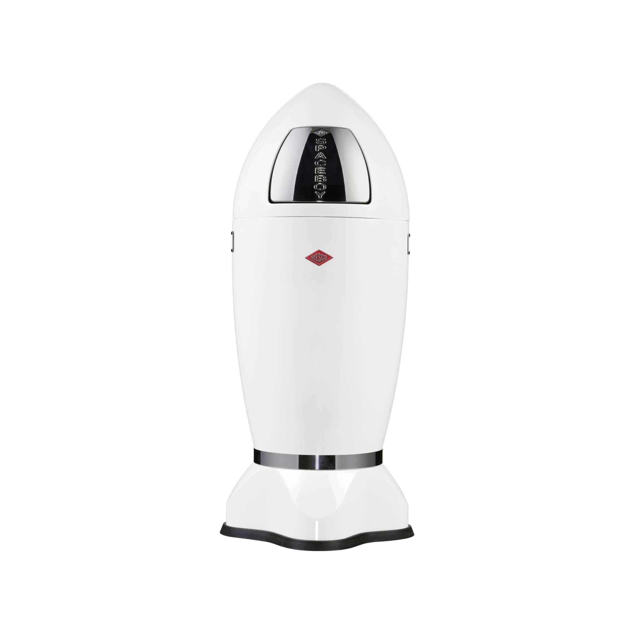 White rocket shaped Spaceboy wesco waste bin