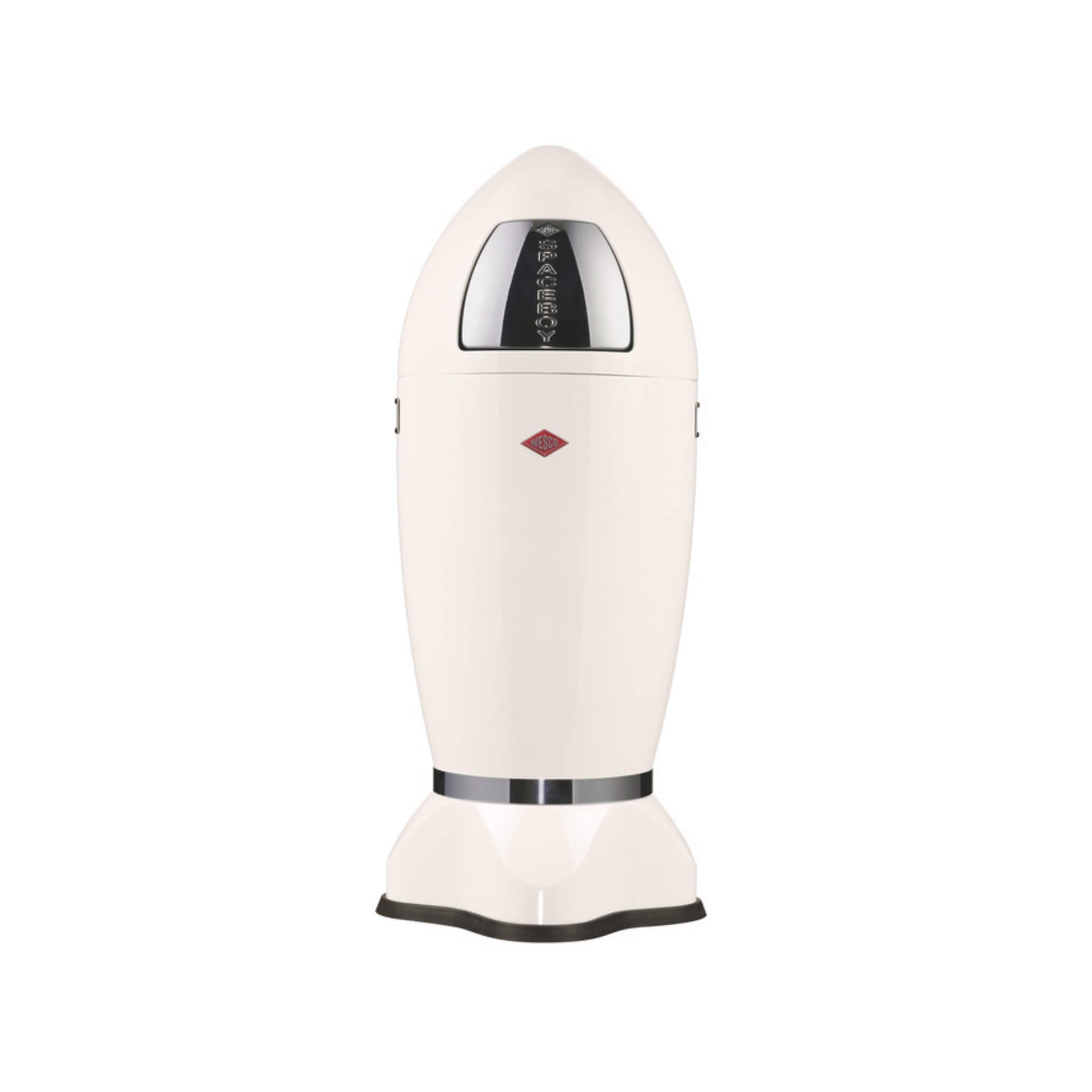 Wesco Spaceboy rocket shaped bin in Matt Sand on a white background