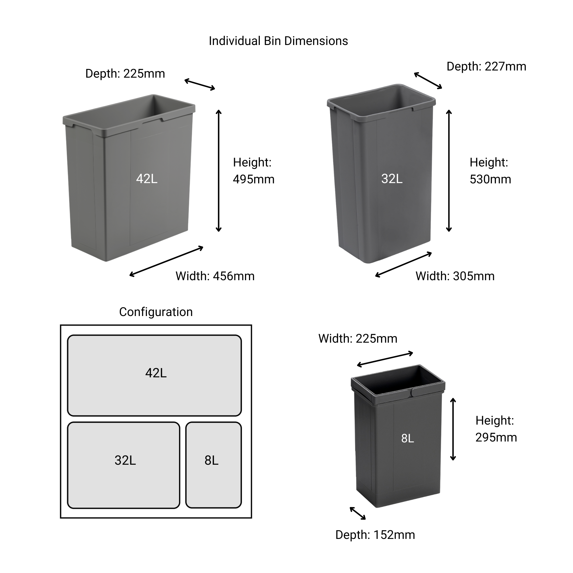 Pullboy Soft Comfort Bin | 3 Compartment | 82L | 600mm Door