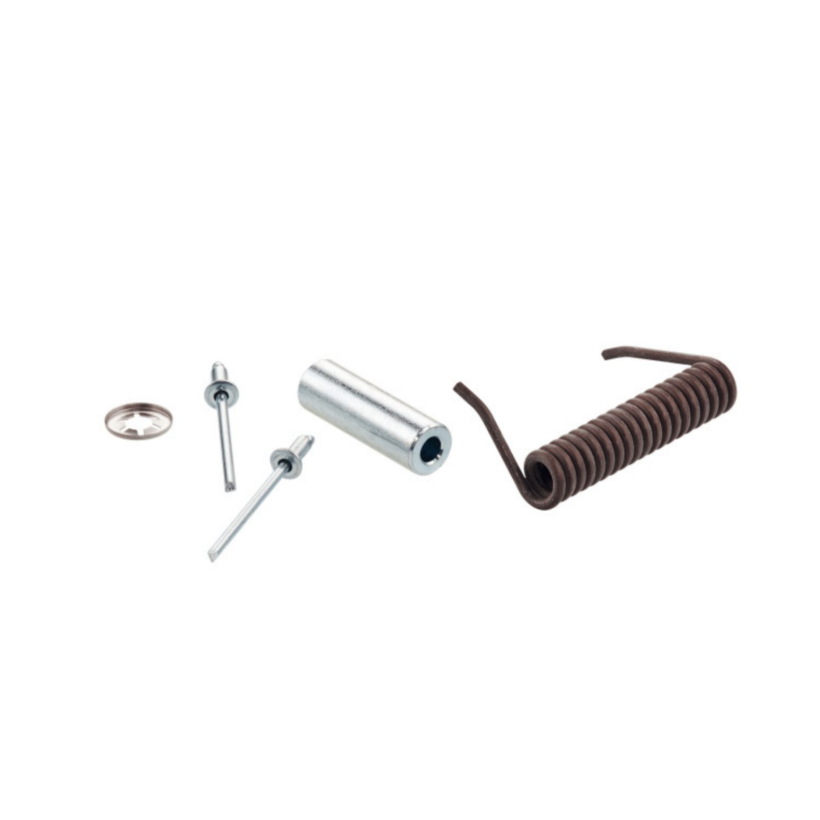 A set of replacement springs and metal components for Wesco Pushboy, Kickboy & Spaceboy, including a coiled spring and rivets.