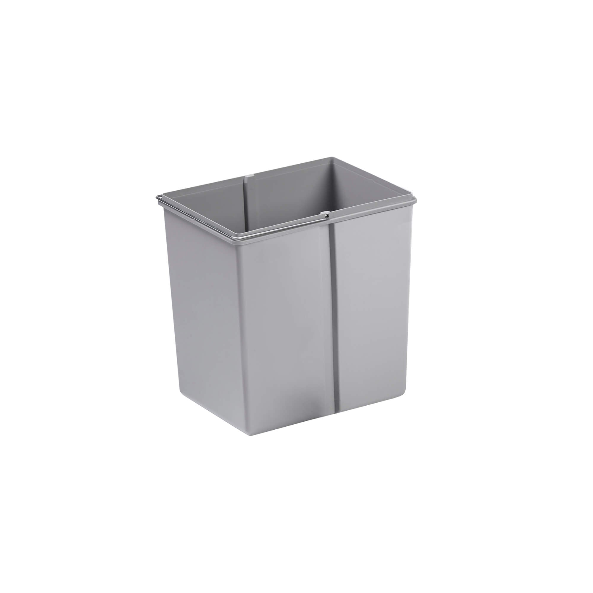 Wesco Alu Grey rectangular replacement inner bin with metal handle on a white background