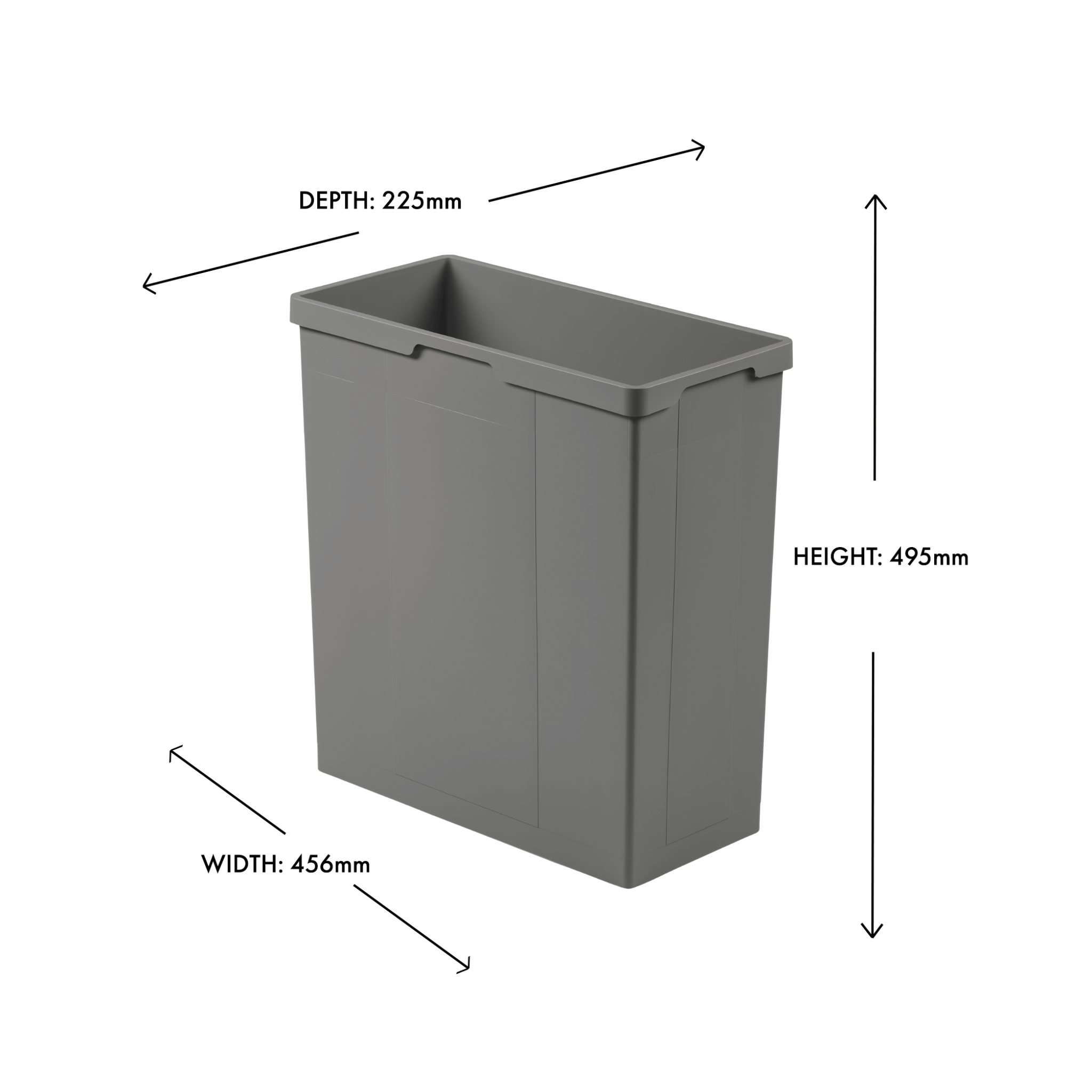 Wesco 42L inner bin without handles dimensions image