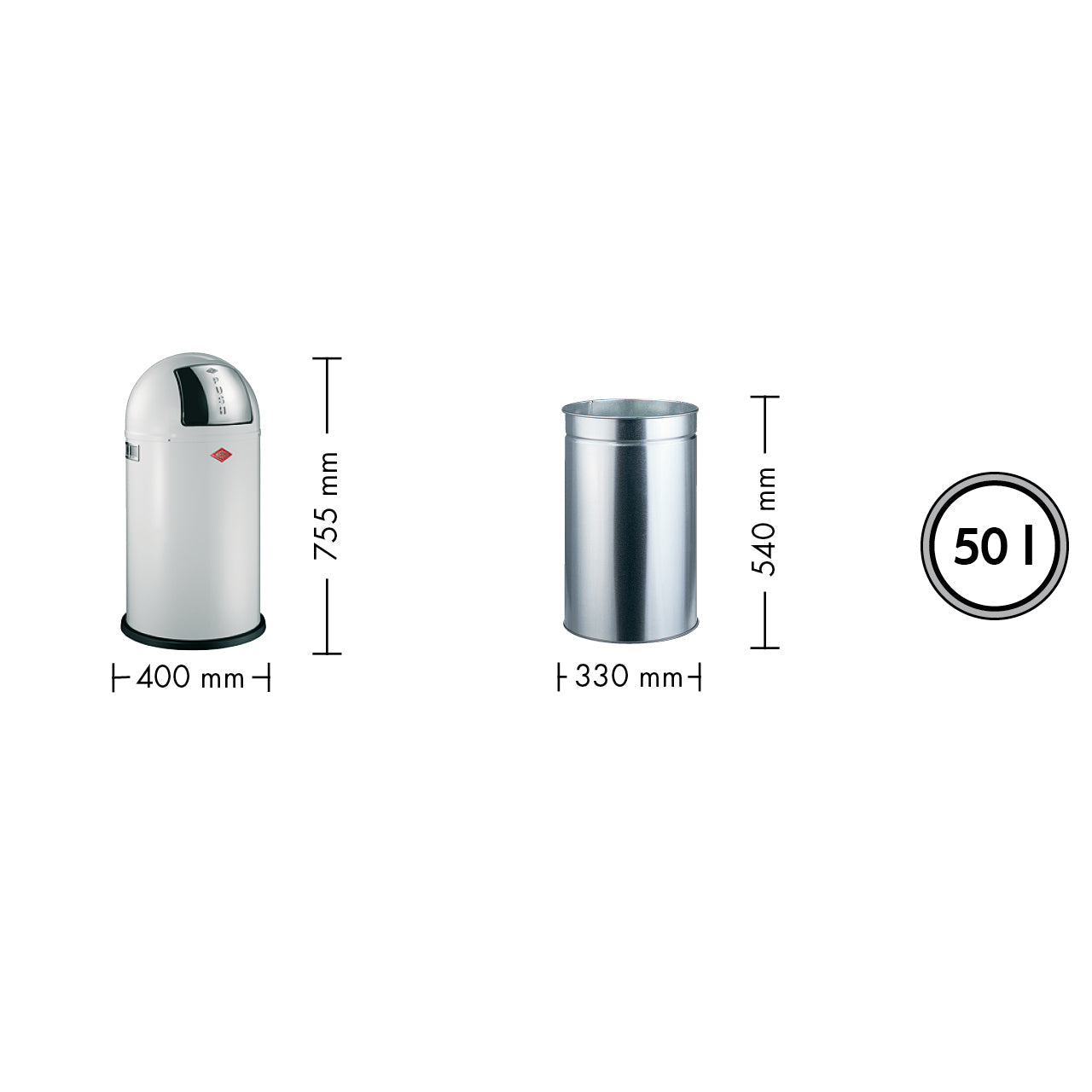 Pushboy 50L Bin | Matt Graphite