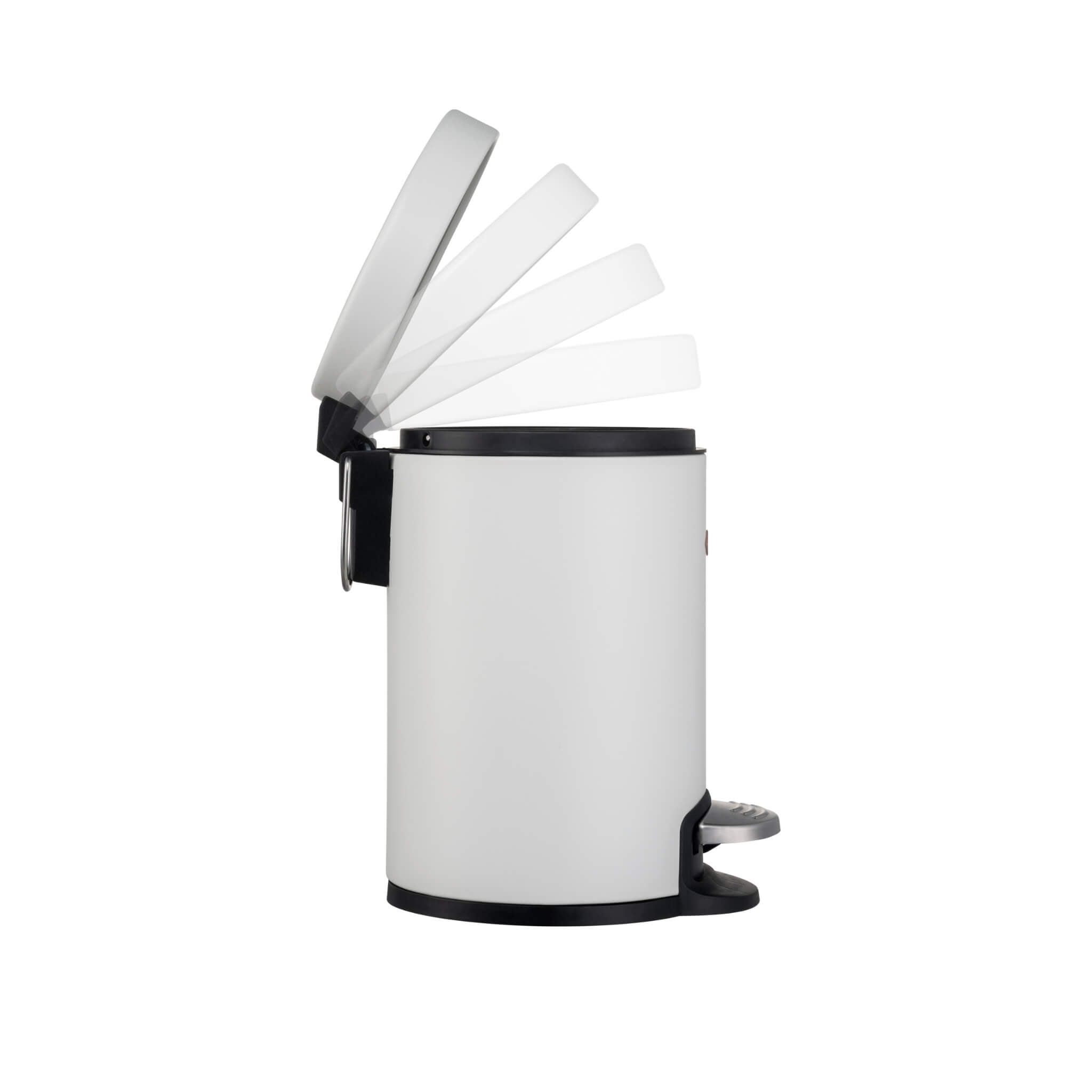 Pedal operated lid on the Wesco Cosmetic Bin in operation 