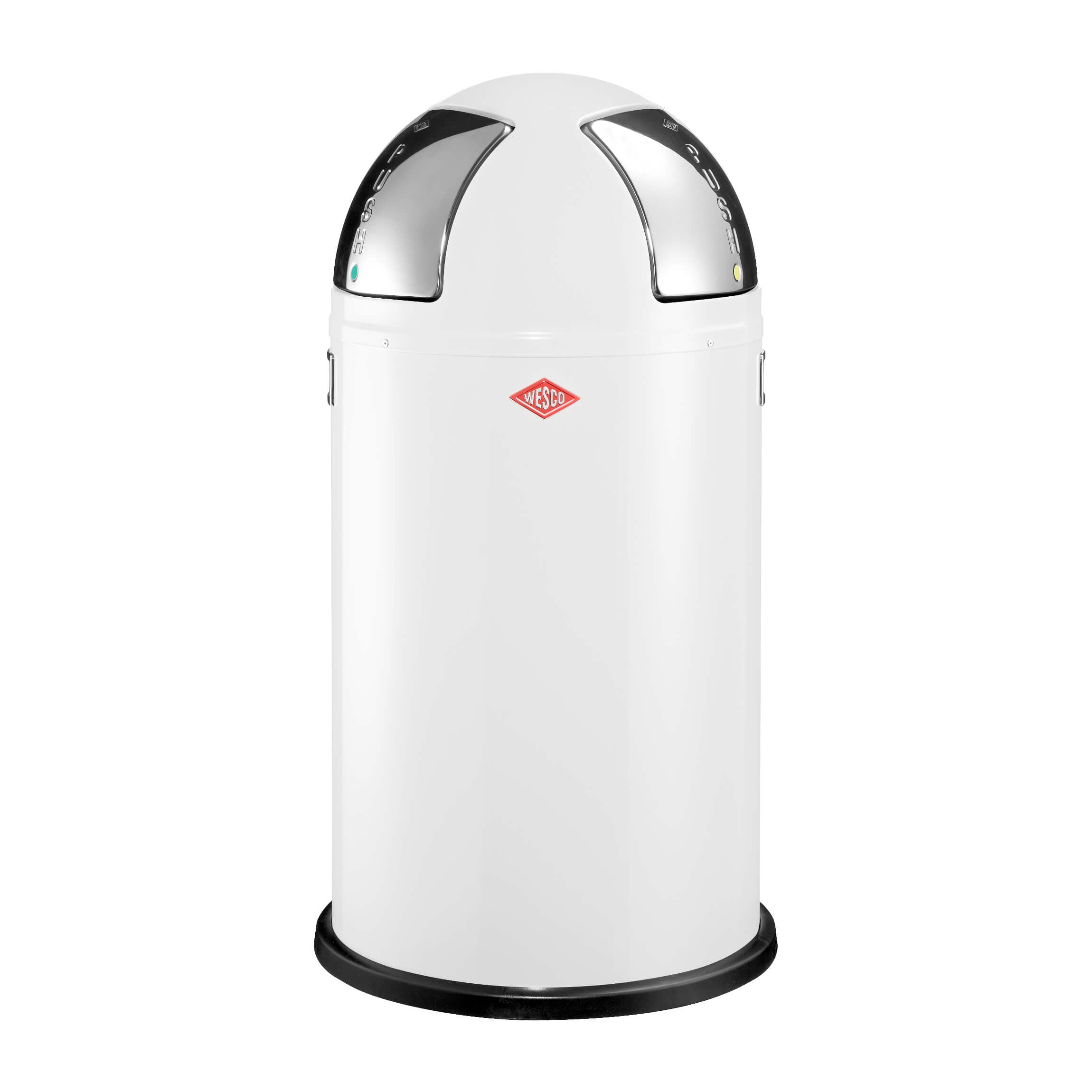 Wesco Push Two in White with two push flaps for splitting recycling.