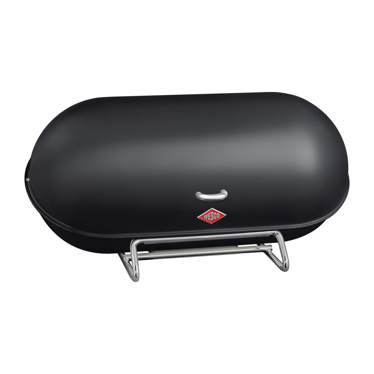 Wesco Breadboy bread bin in matt black on a white background