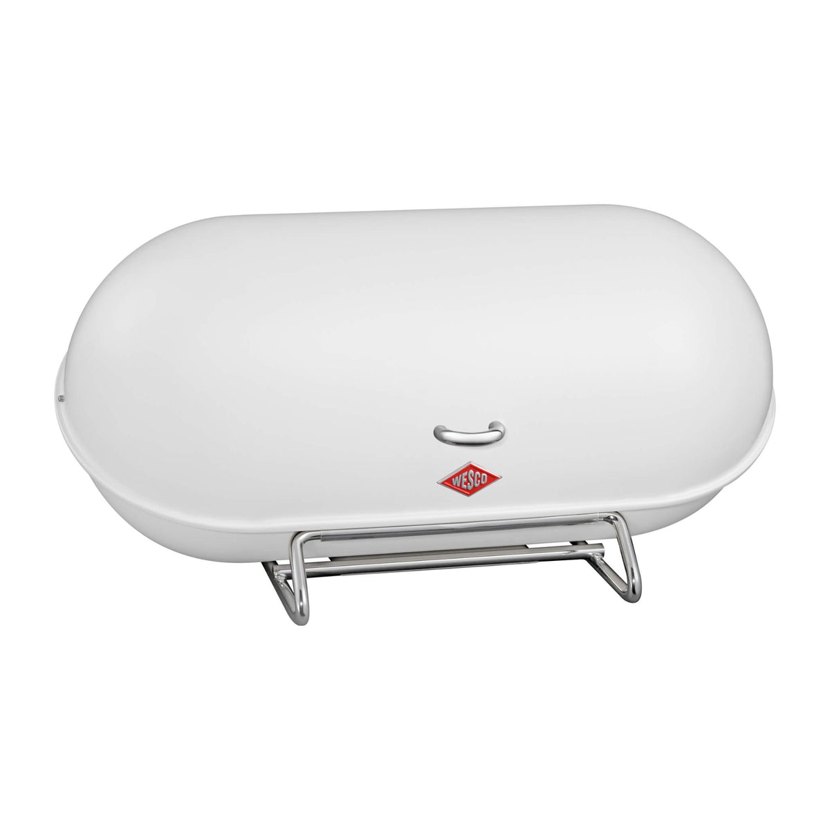 Wesco breadboy breadbin in matt white on a white background