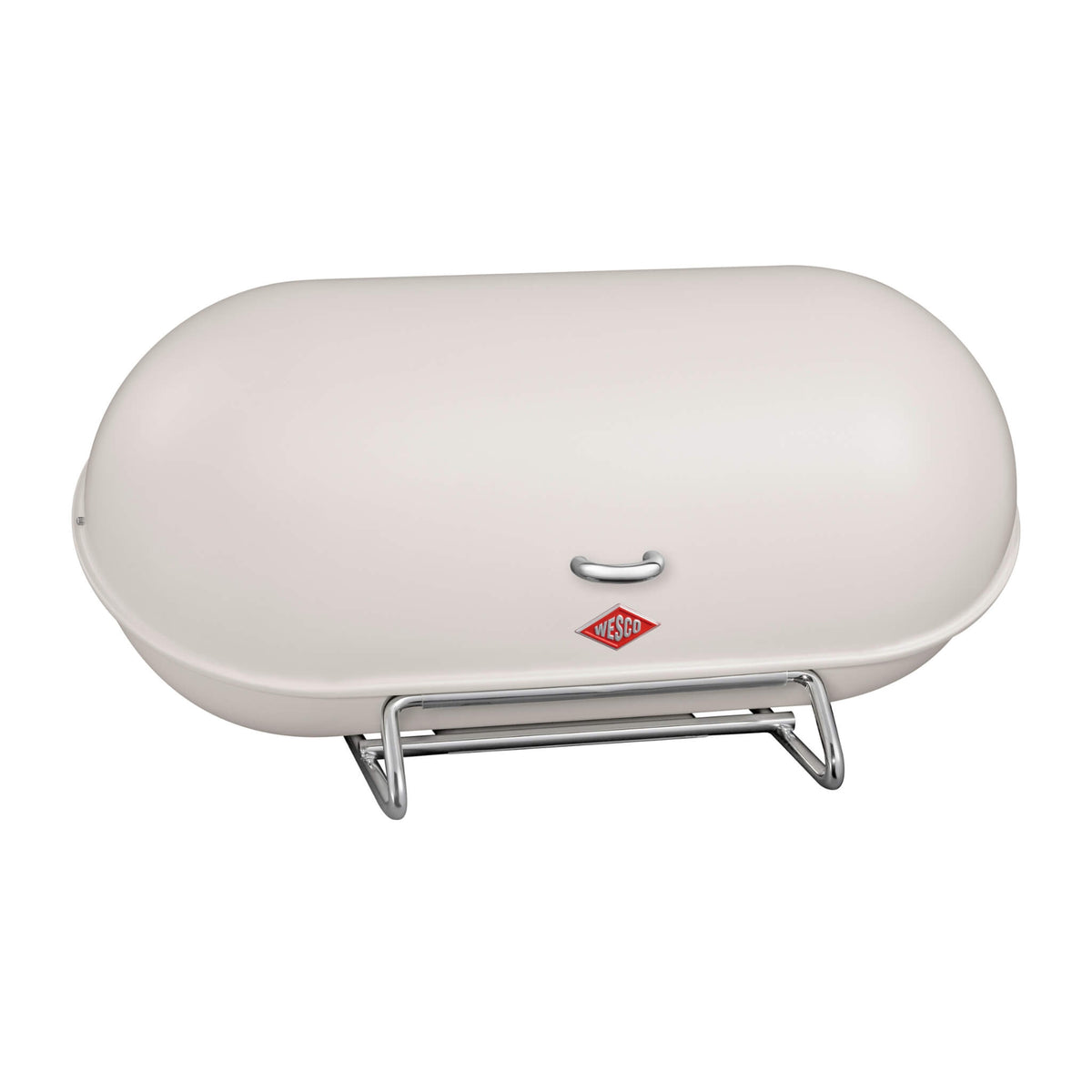 Wesco Roll top breadboy Bread bin in matt sand on a white background