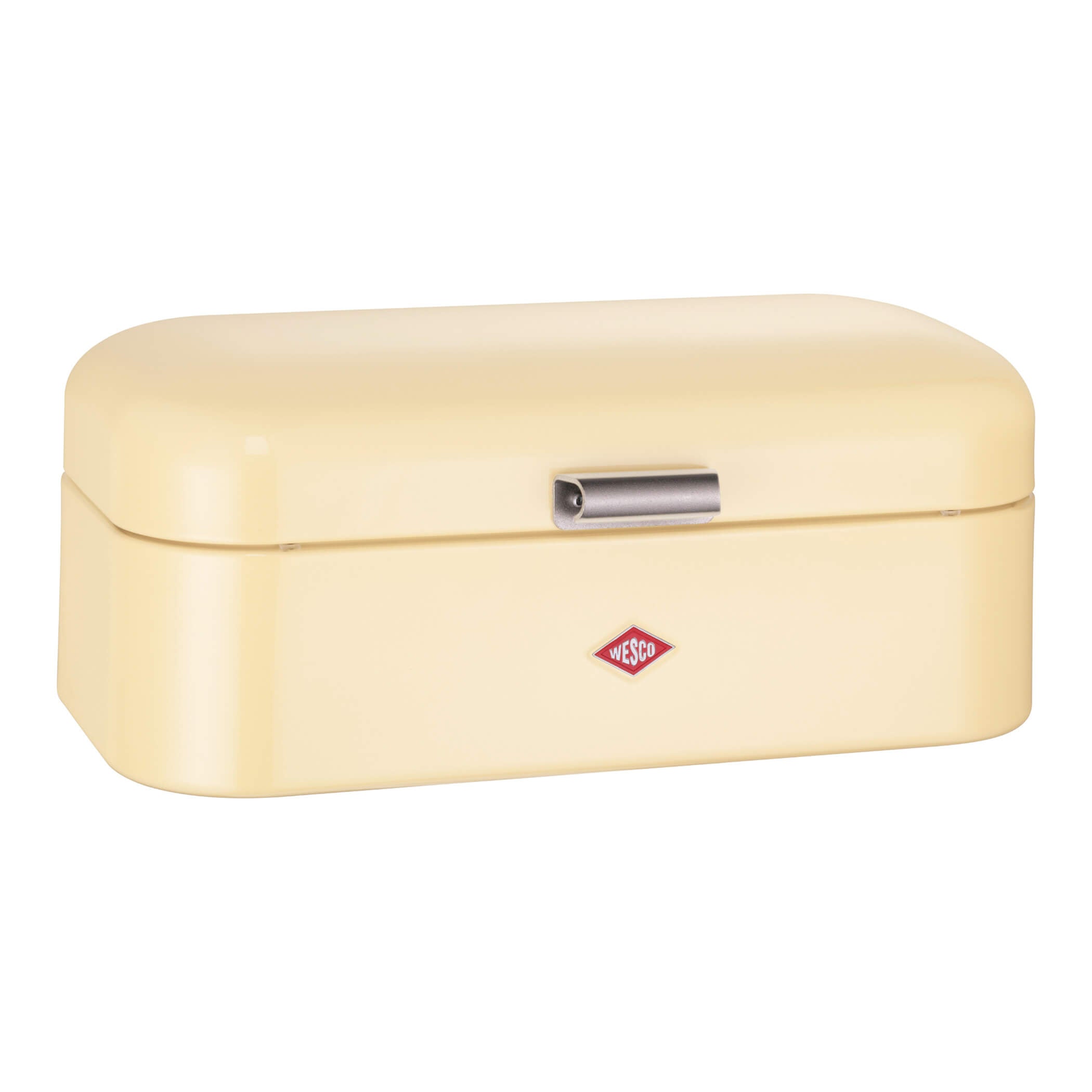Wesco Grandy Bread bin in almond on a white background