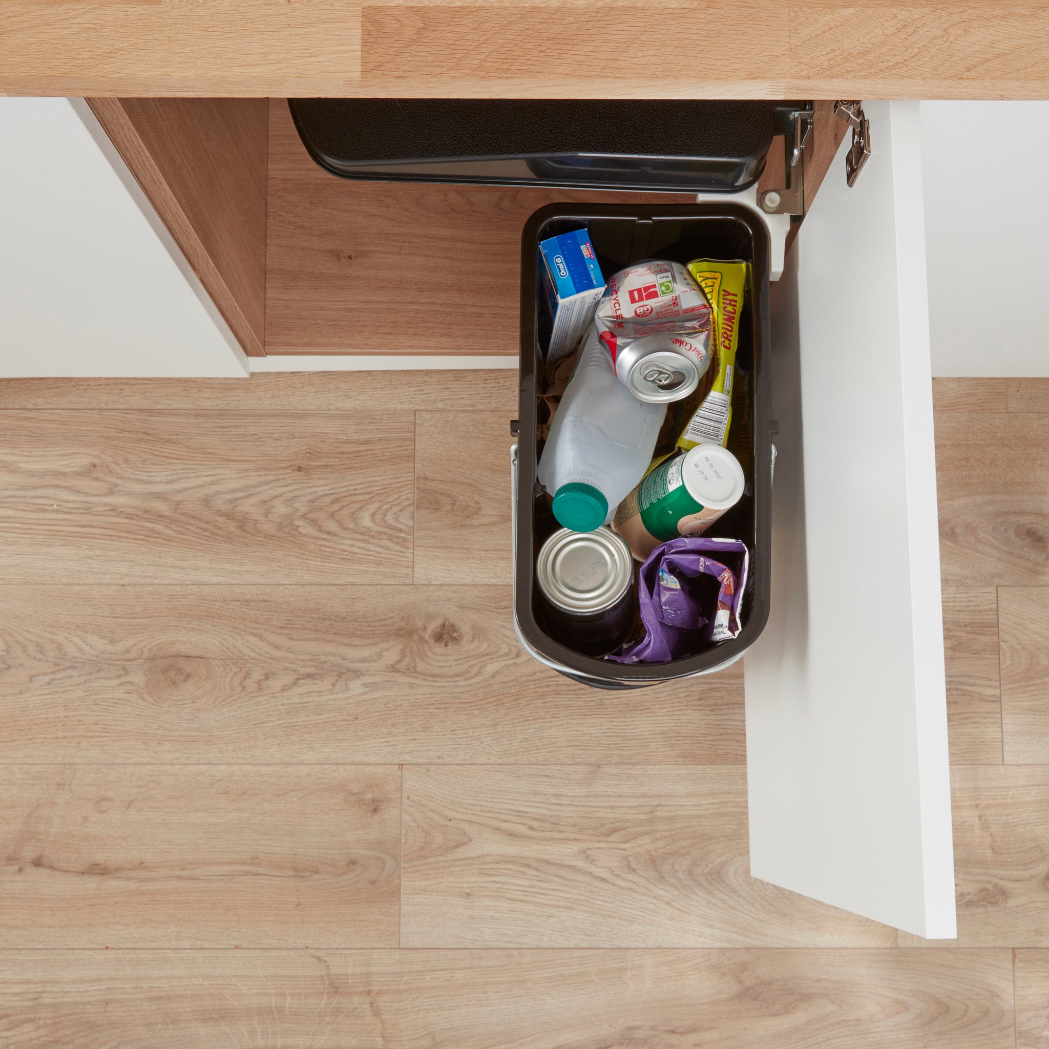 Wesco Klassikline Slim 10L Stainless steel in a cabinet showing view from above
