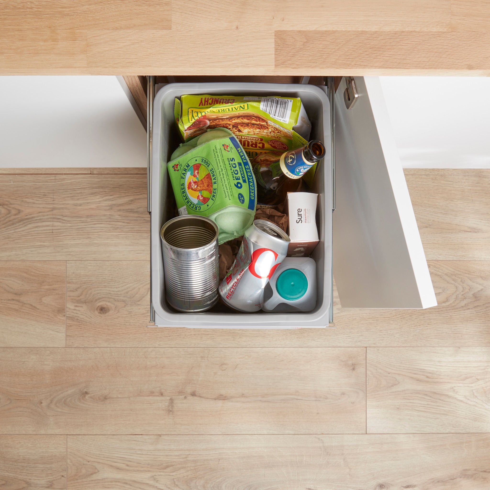 Wesco bio Single 26L pull-out waste bin from above.