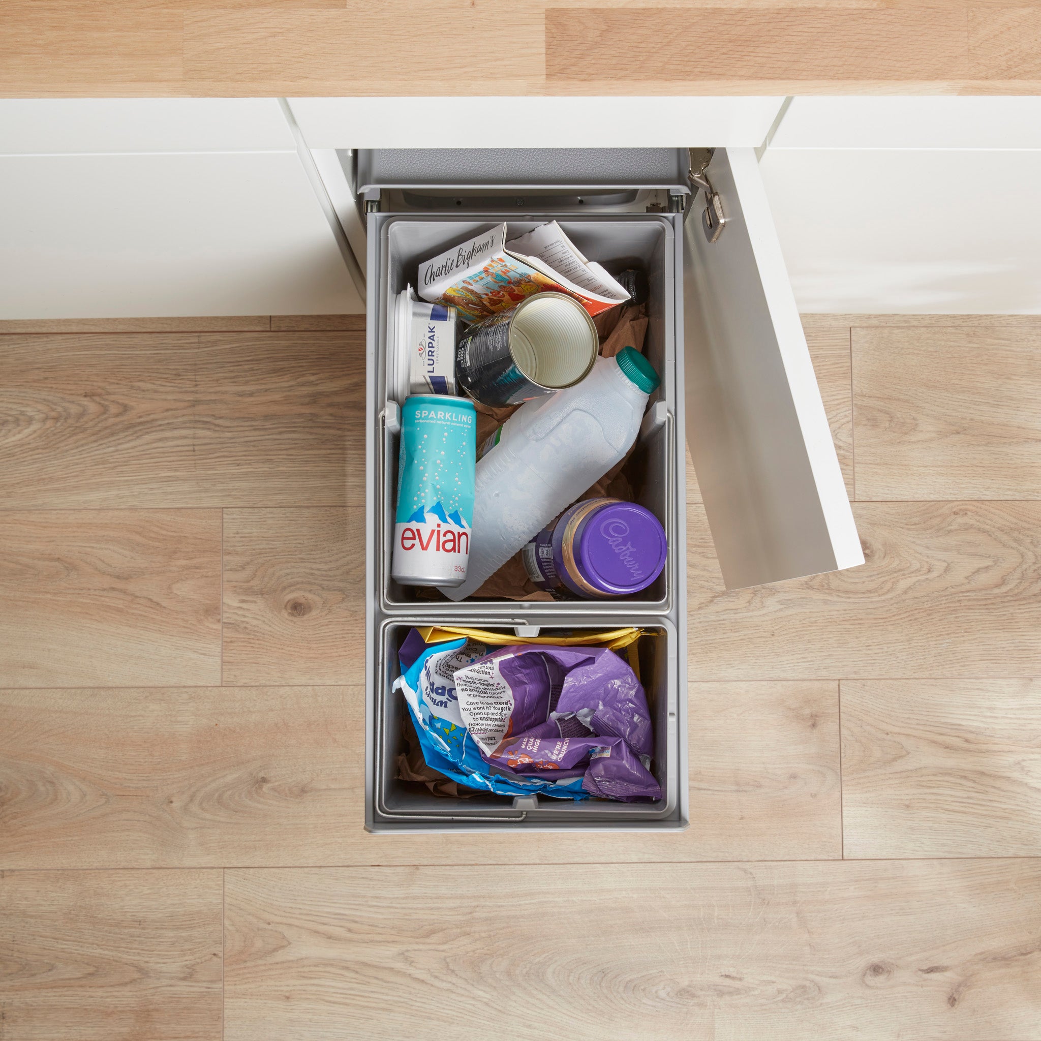 Wesco Traditionline Bio-Double 30L Lifestyle image from above showing 2 compartments.