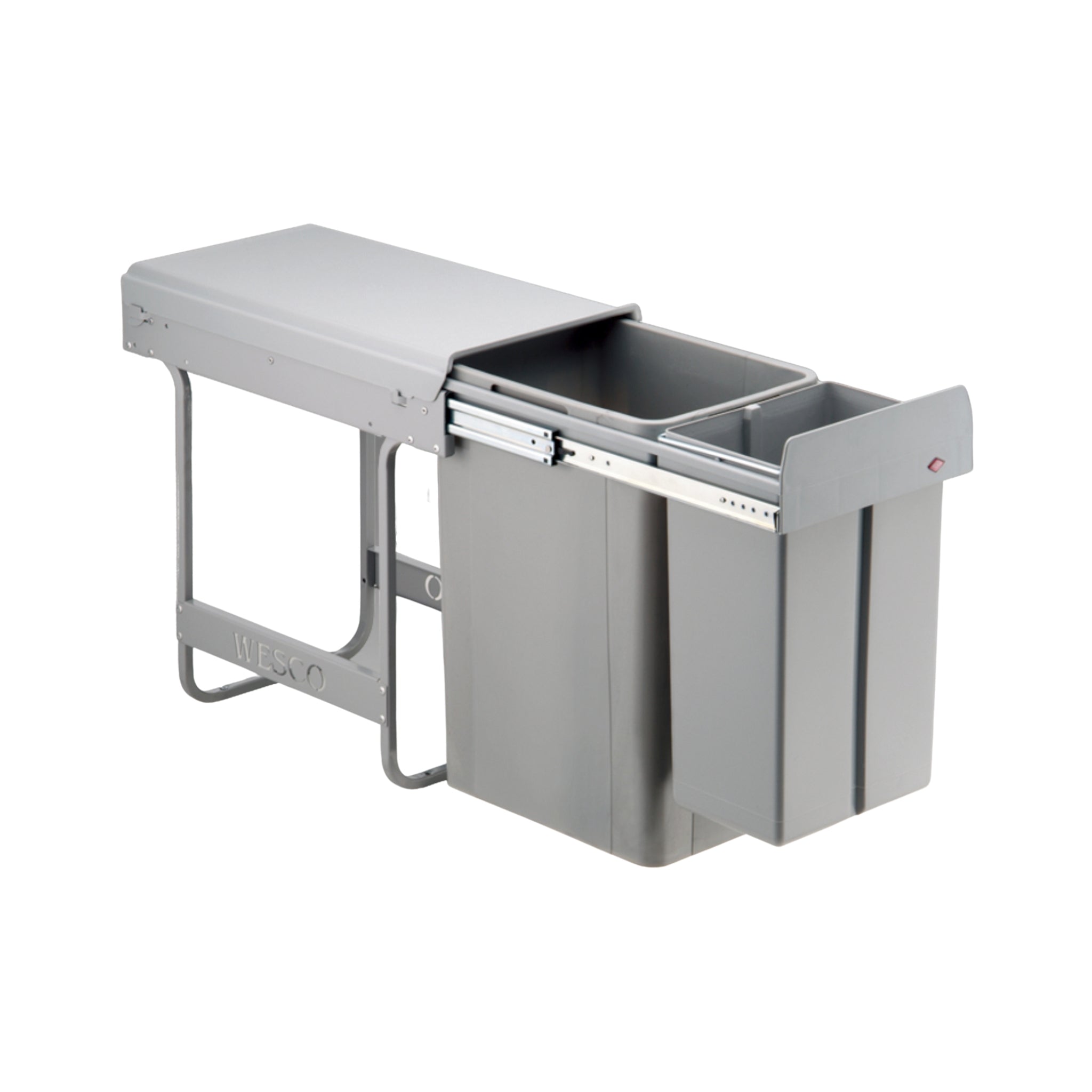 Wesco Big Bio-Double 36L Alu Grey 2 compartment Pull-out on a white background