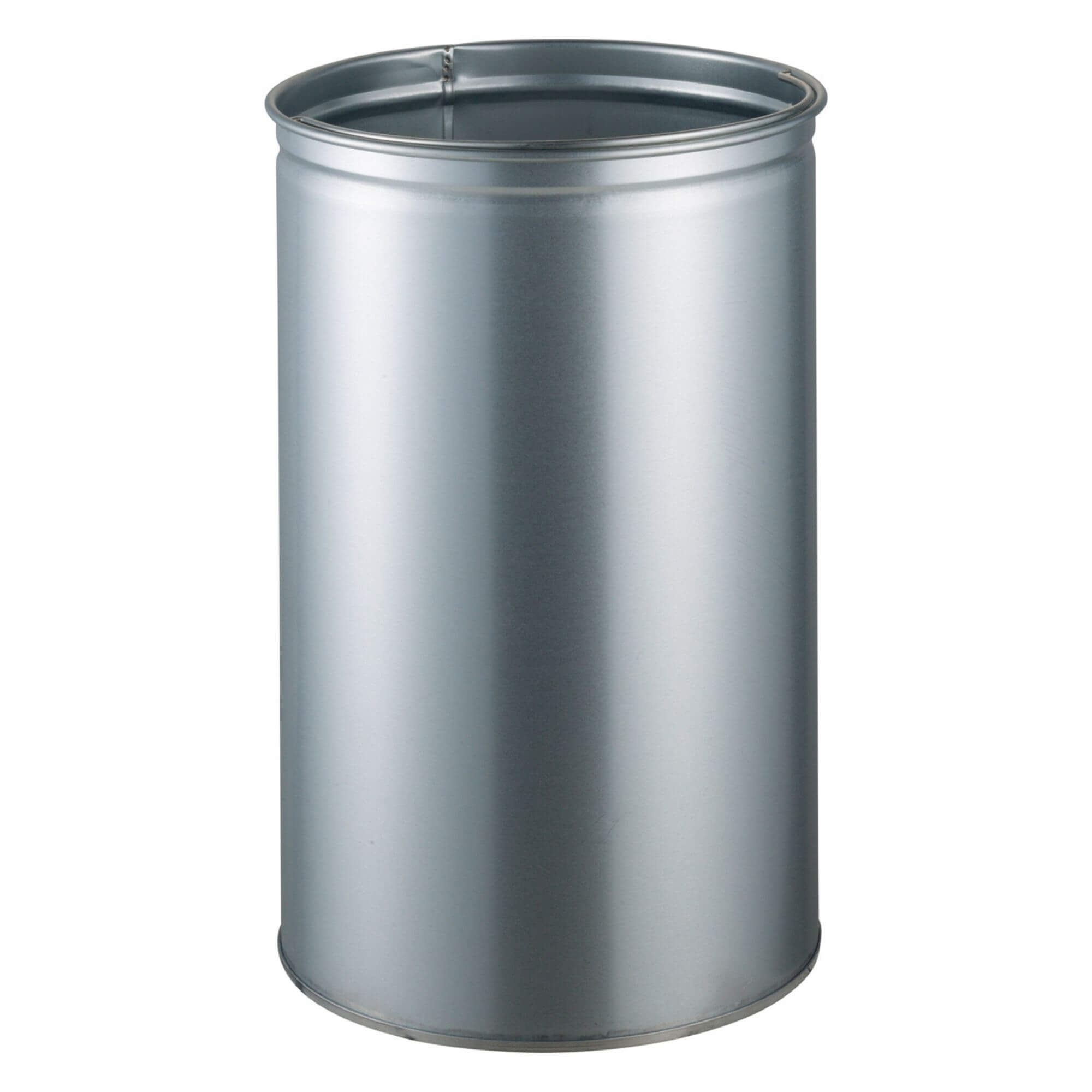 A cylindrical gray metal inner bin designed for use with a Kickmaster or Liftmaster 33L waste container.