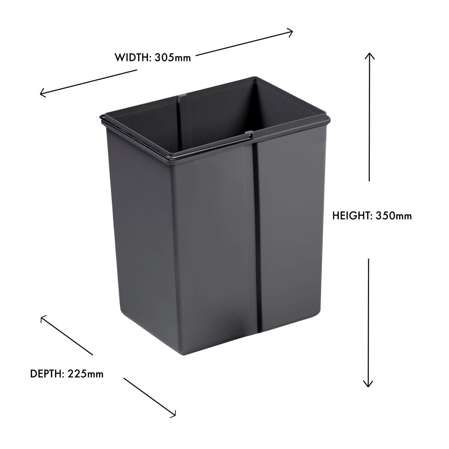 Wesco replacement inner bin 20L with metal handles in Orion Grey including dimensions