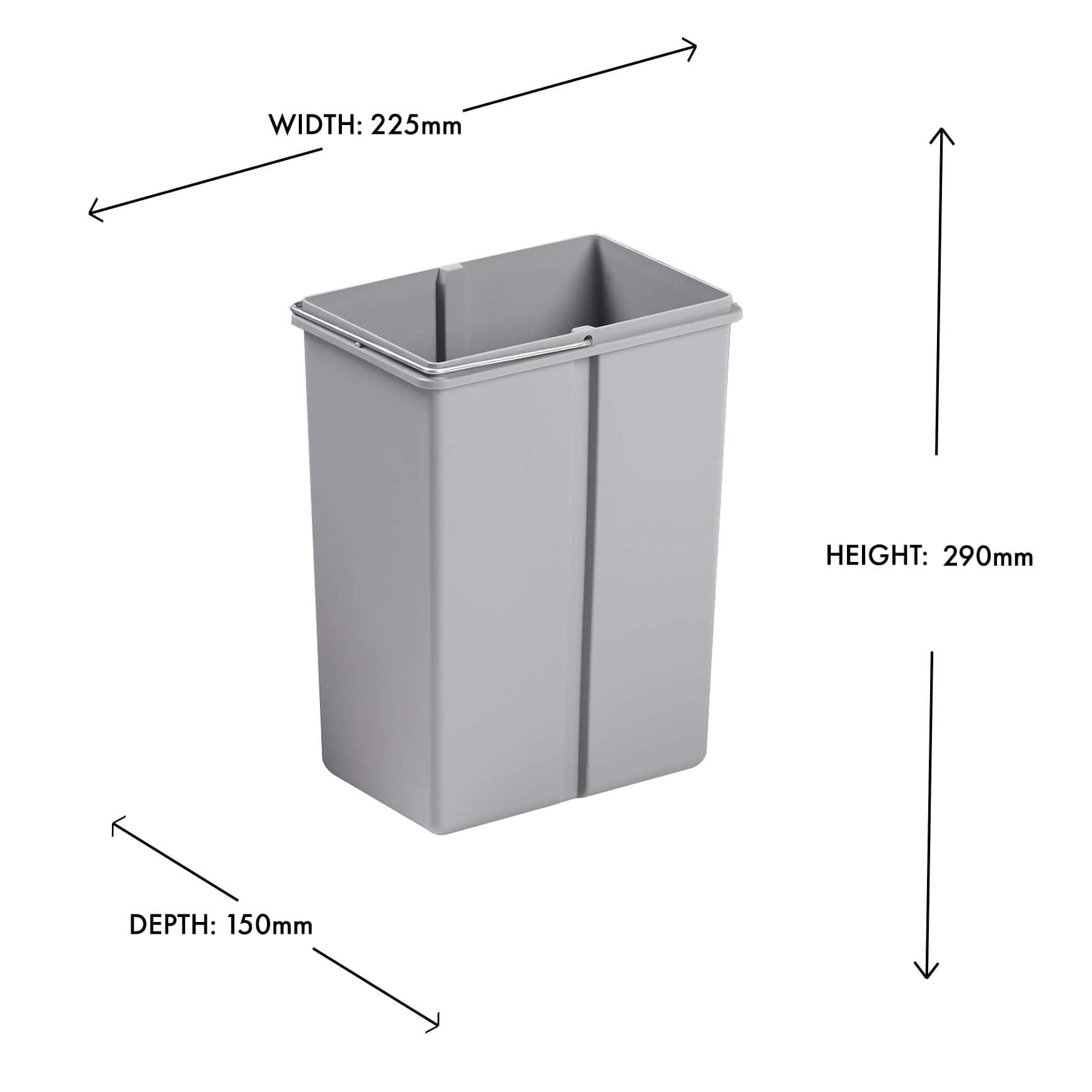 Inner Bin with Steel Handle | 8L | Alu Grey