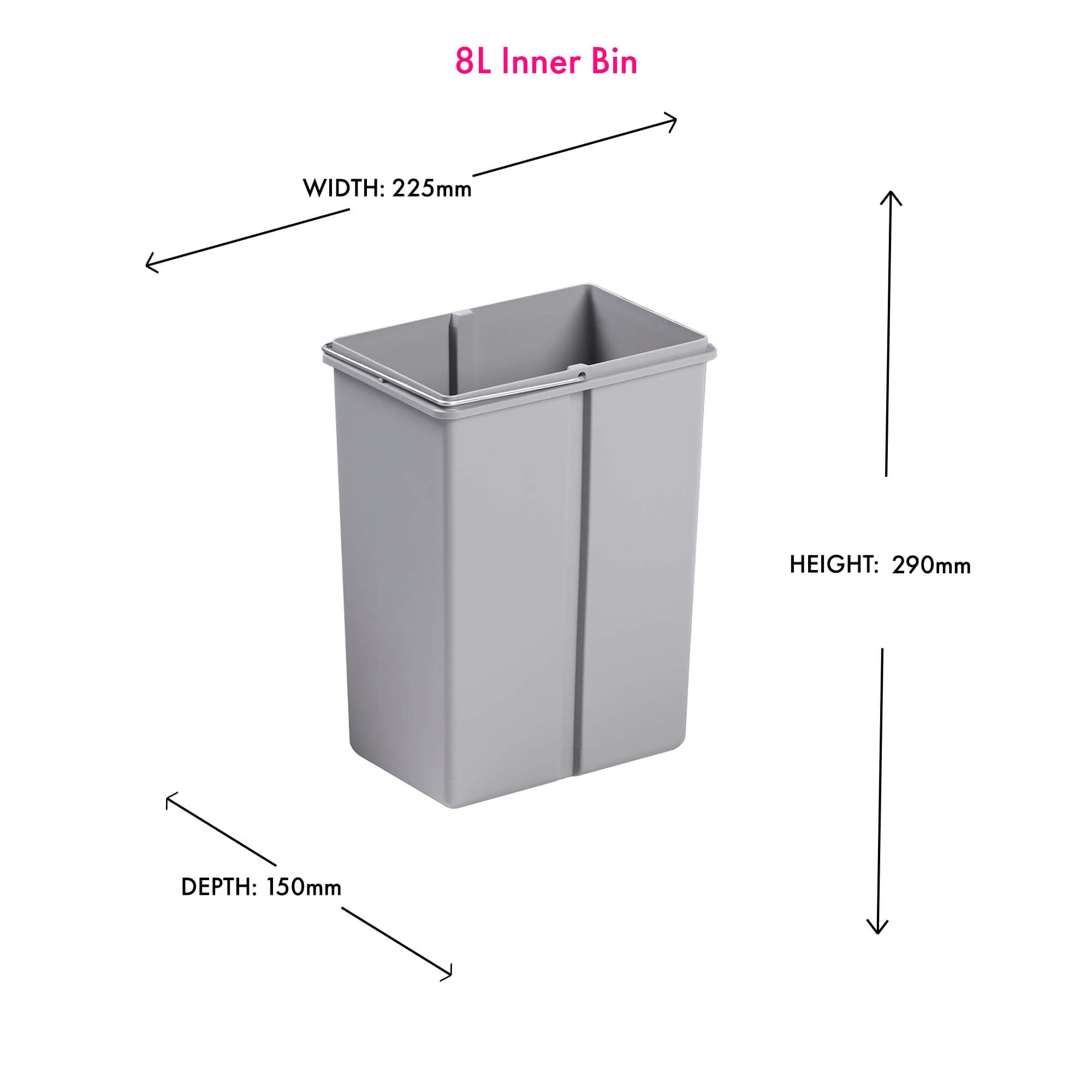 Inner Bin with Steel Handle | Alu Grey