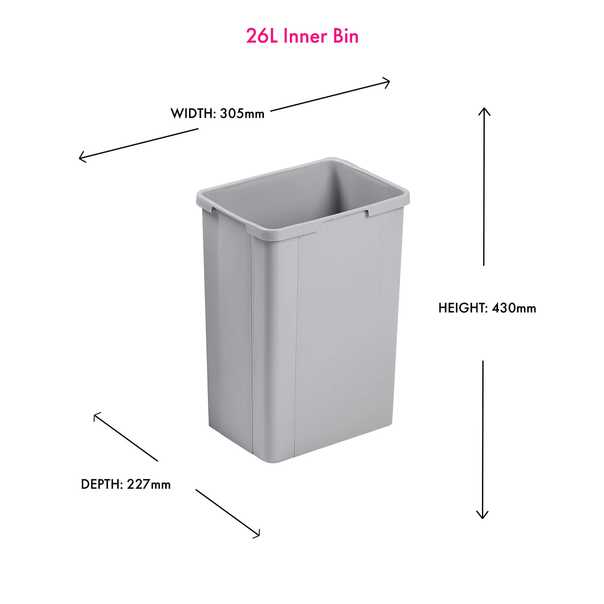 Inner Bin without Handles 26L | Alu Grey