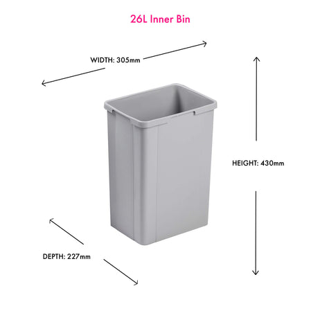 Inner Bin without Handles 26L | Alu Grey