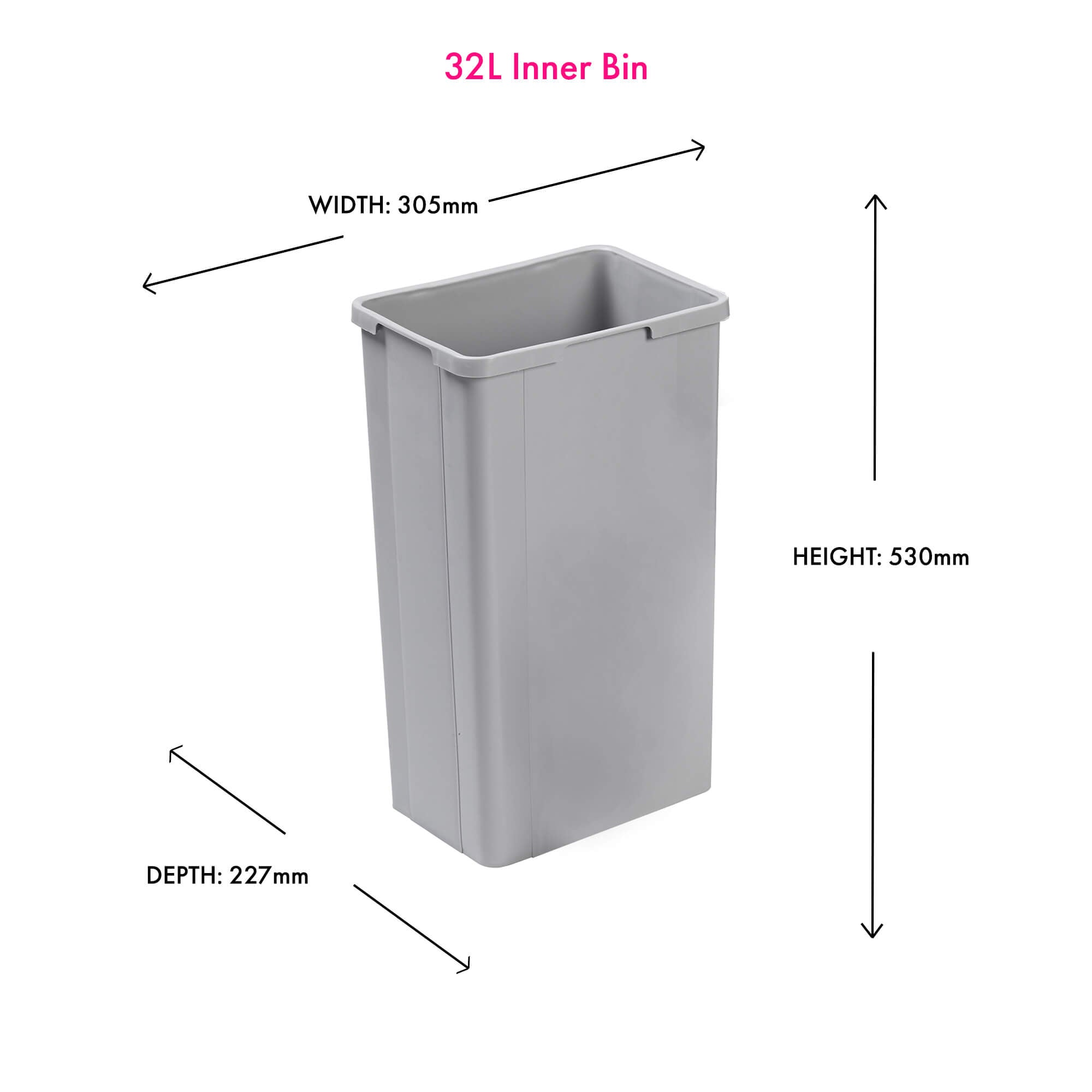 Inner Bin without Handles 32L | Alu Grey