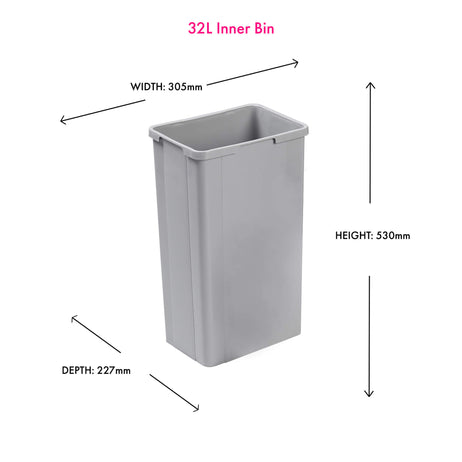 Inner Bin without Handles 32L | Alu Grey