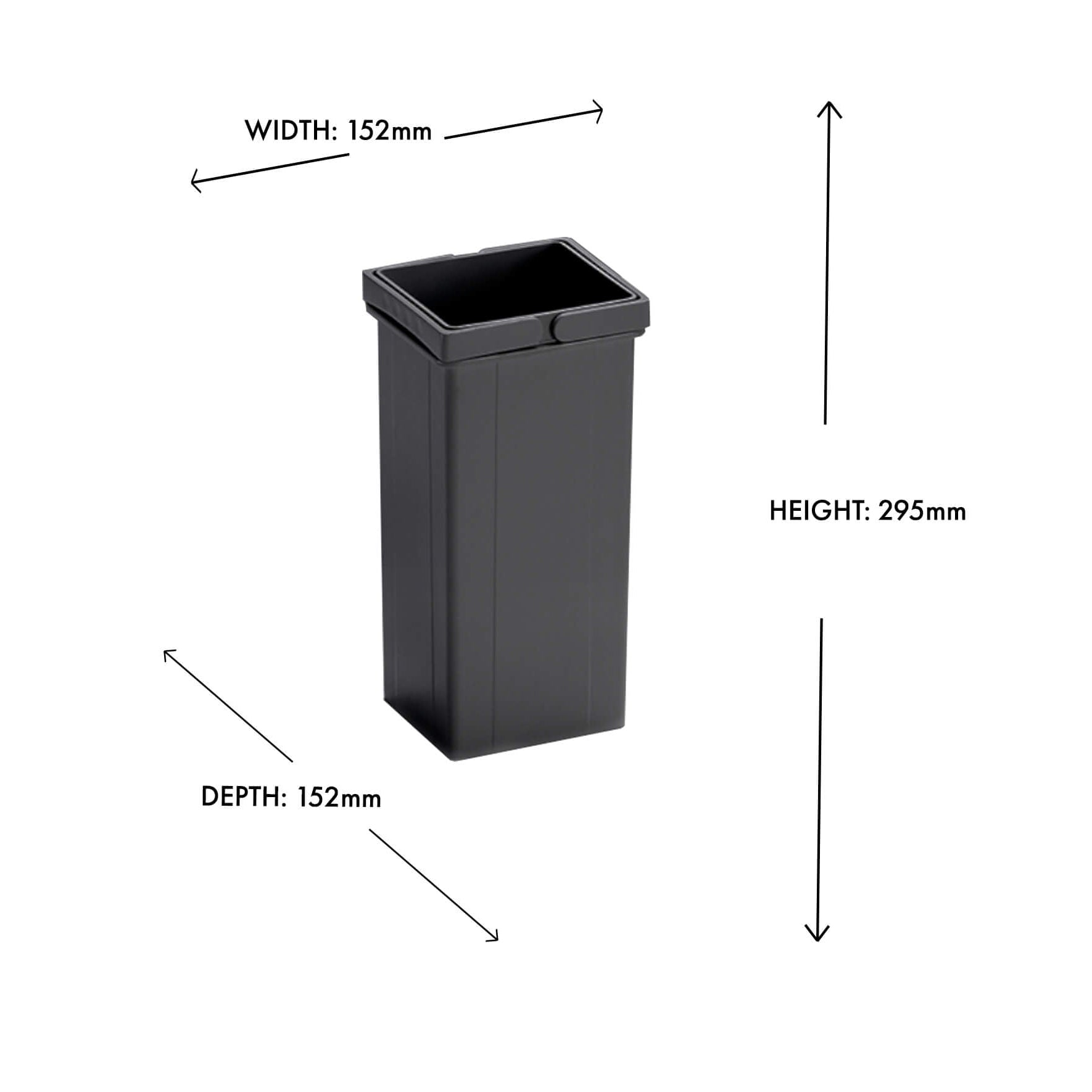 Wesco Orion Grey inner bin with double plastic handles for waste disposal systems. Dimensions shown